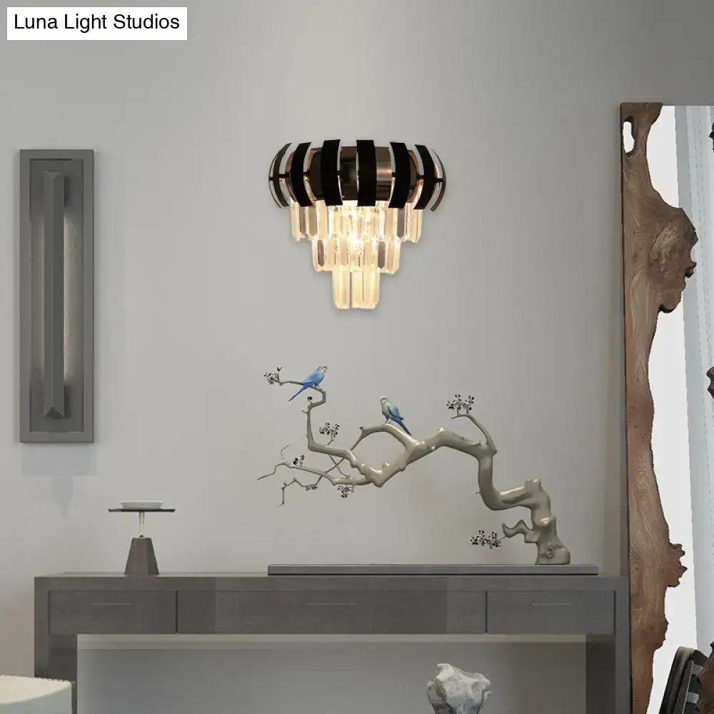 Modern black & gold crystal wall sconce corridor wall light