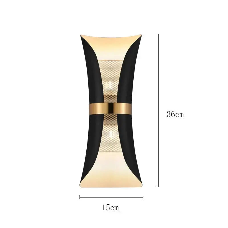 Modern black & gold curved wall lamp for bedroom