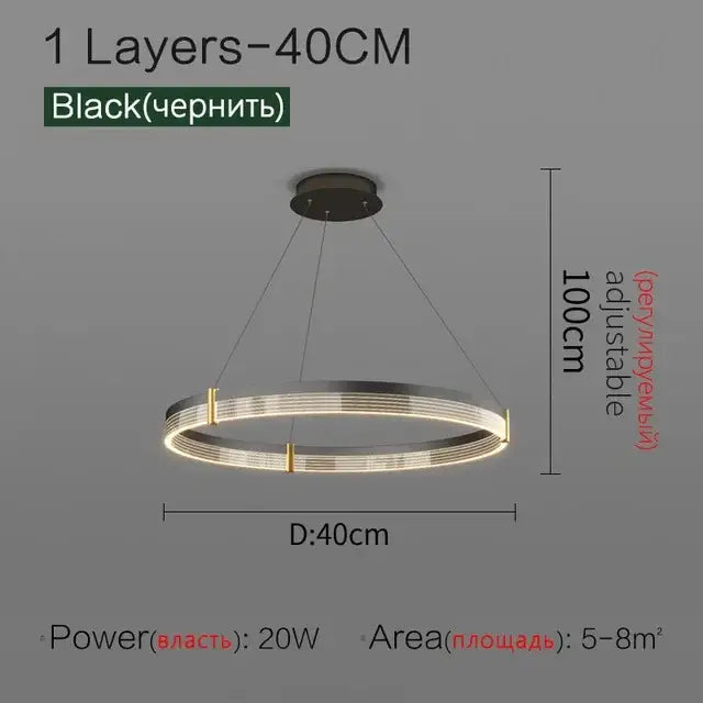 Modern black & gold decorbites circle chandelier dining room light