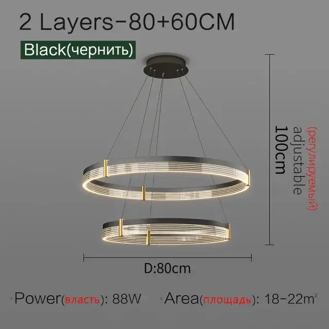 Modern black & gold decorbites circle chandelier dining room light