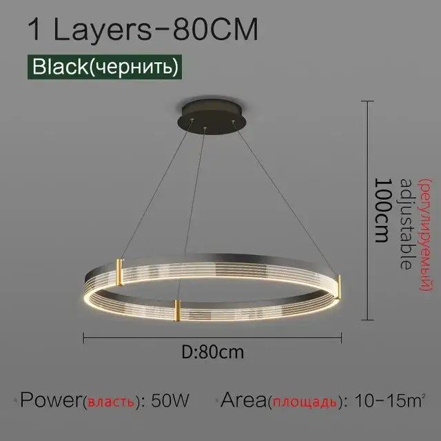 Modern black & gold decorbites circle chandelier dining room light