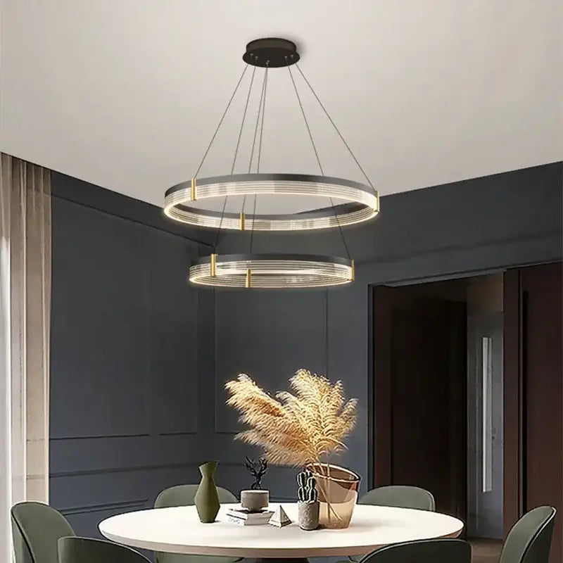 Modern black & gold decorbites circle chandelier dining room light