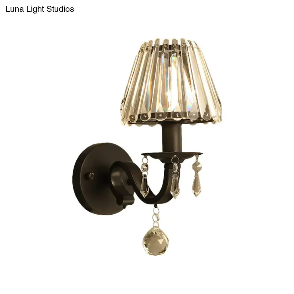 DecorBites™ Modern Style Black/Gold Finish Crystal Shade Wall Sconce for Living Room