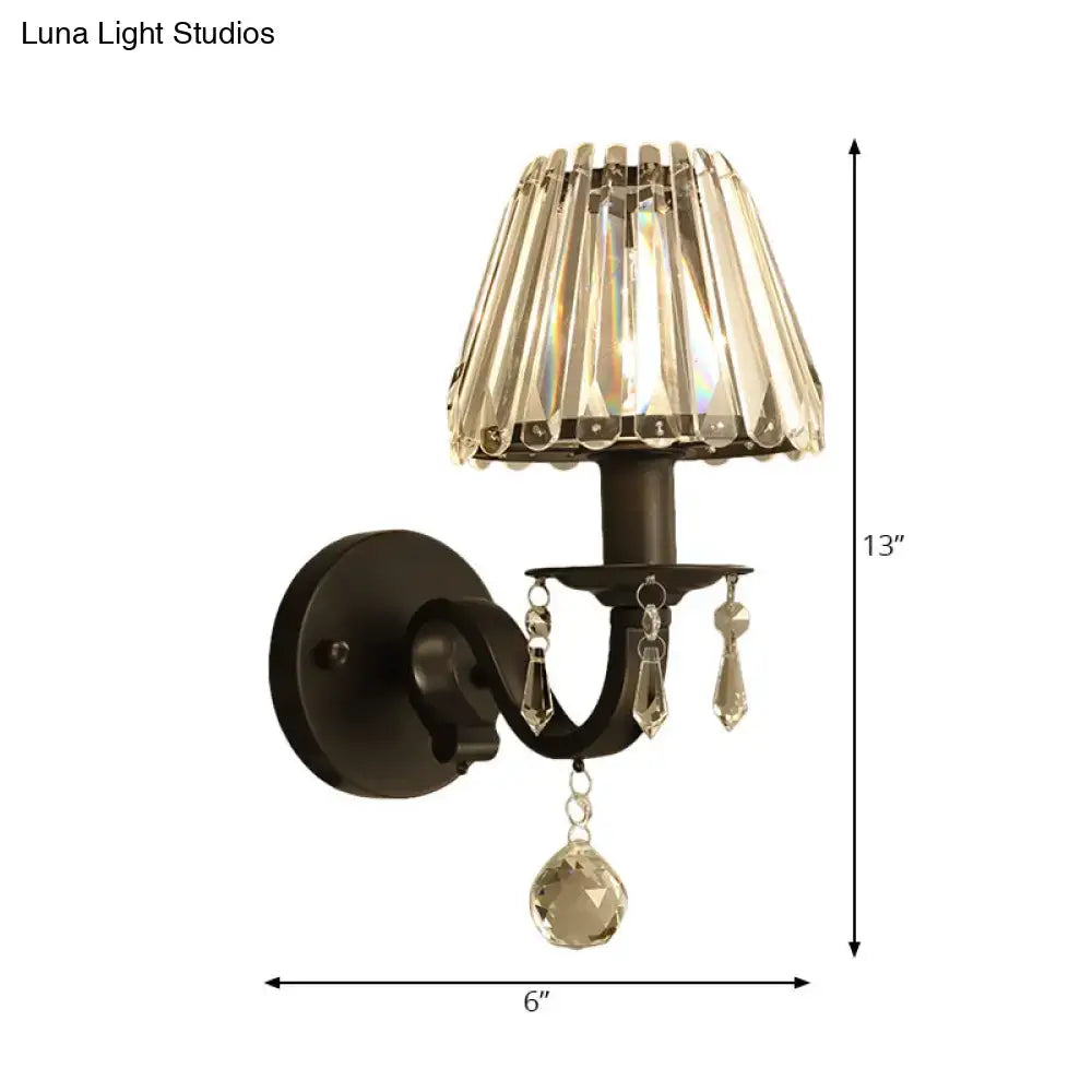 DecorBites™ Modern Style Black/Gold Finish Crystal Shade Wall Sconce for Living Room