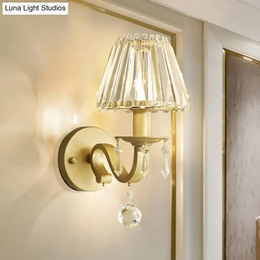 DecorBites™ Modern Style Black/Gold Finish Crystal Shade Wall Sconce for Living Room