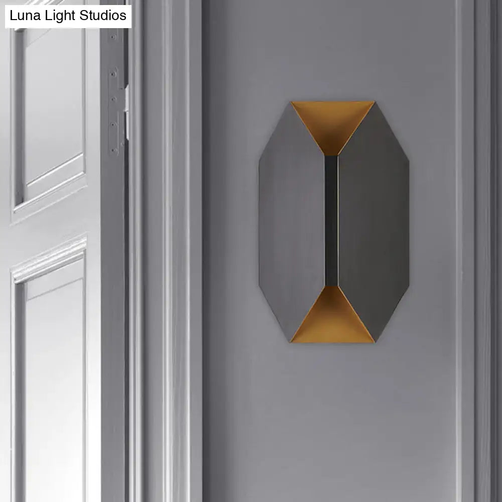 Modern black & gold geometric led wall lamp bedroom sconce