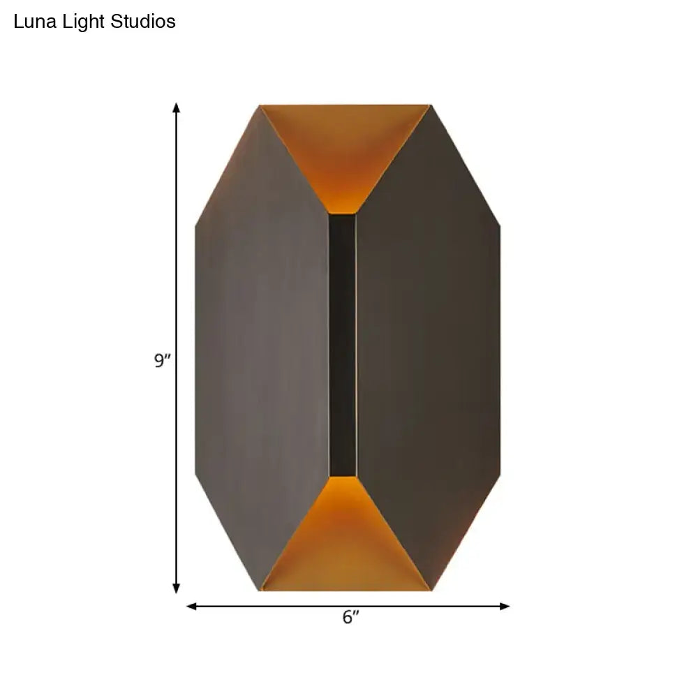 Modern black & gold geometric led wall lamp bedroom sconce
