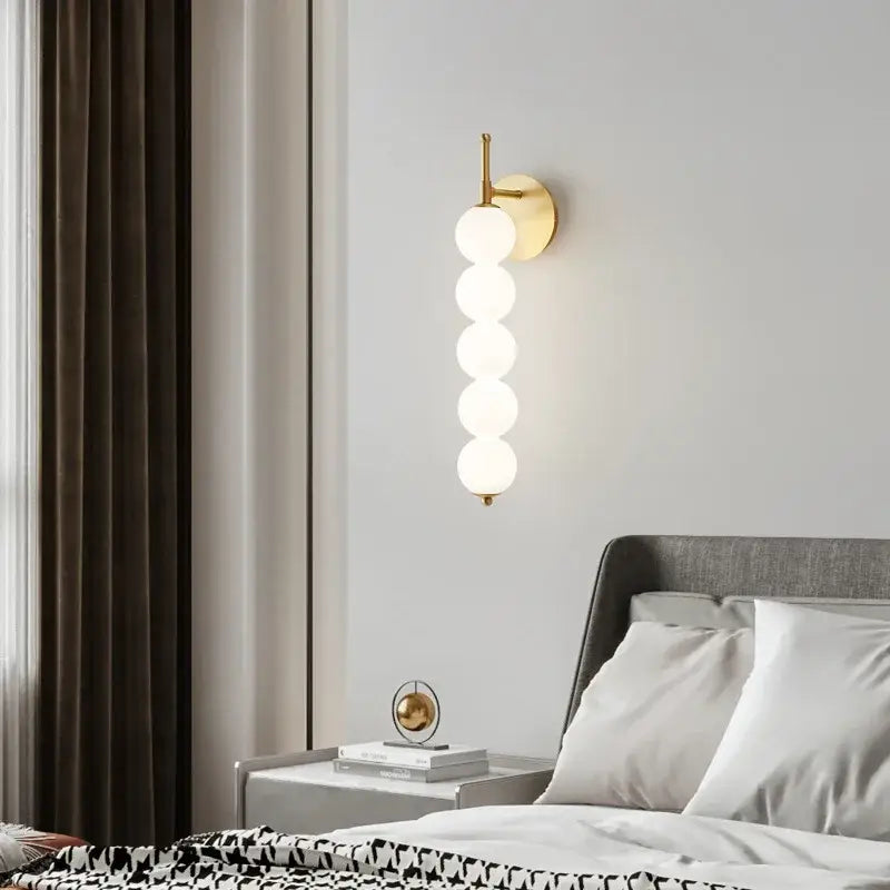 Modern black & gold glass bedside led wall lamp bedroom sconce
