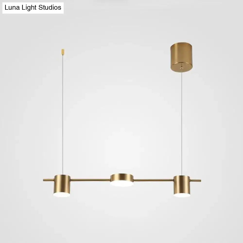 DecorBites™ Modern Drum Aluminum Island Pendant Ceiling Light Fixture in Black/Gold with Warm/White Lighting, 3/5-Head Design
