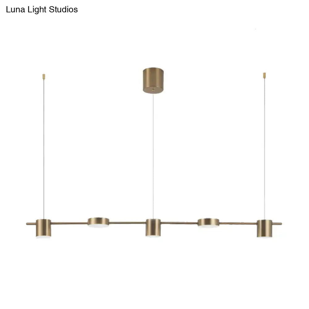 DecorBites™ Modern Drum Aluminum Island Pendant Ceiling Light Fixture in Black/Gold with Warm/White Lighting, 3/5-Head Design