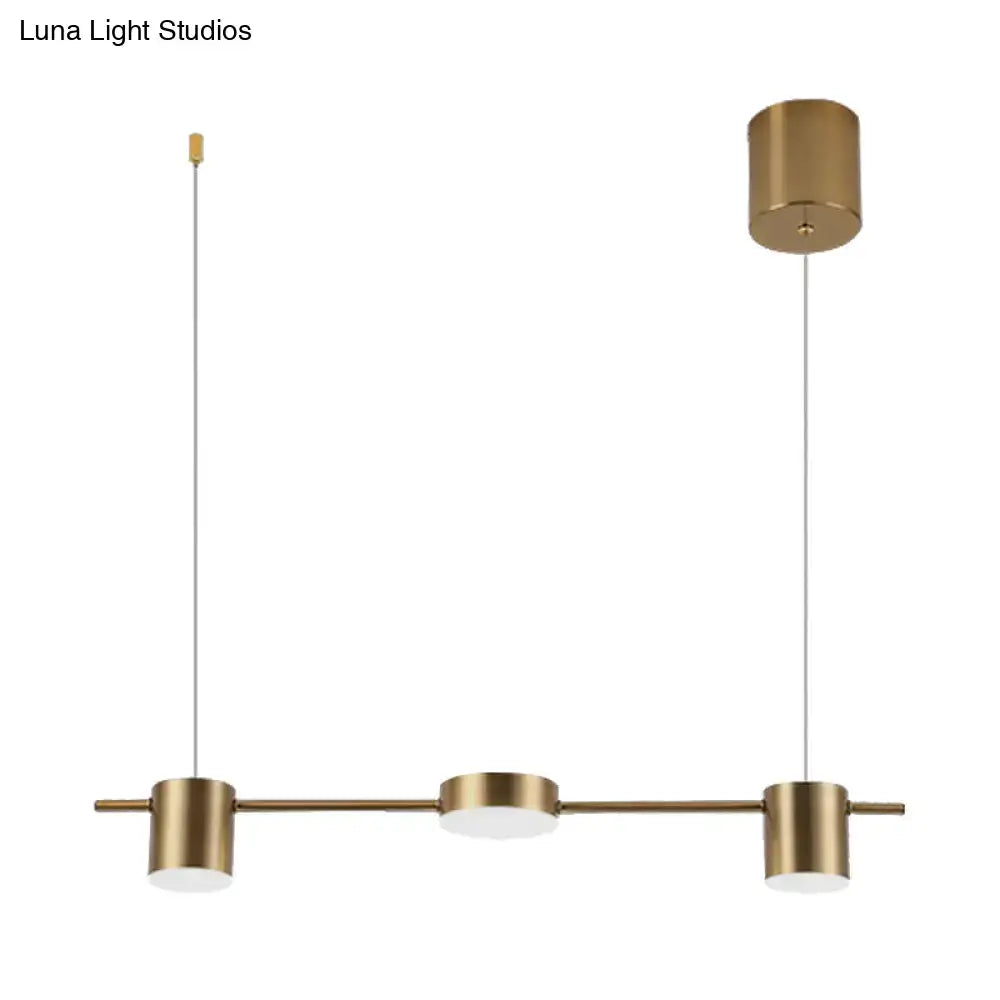 DecorBites™ Modern Drum Aluminum Island Pendant Ceiling Light Fixture in Black/Gold with Warm/White Lighting, 3/5-Head Design