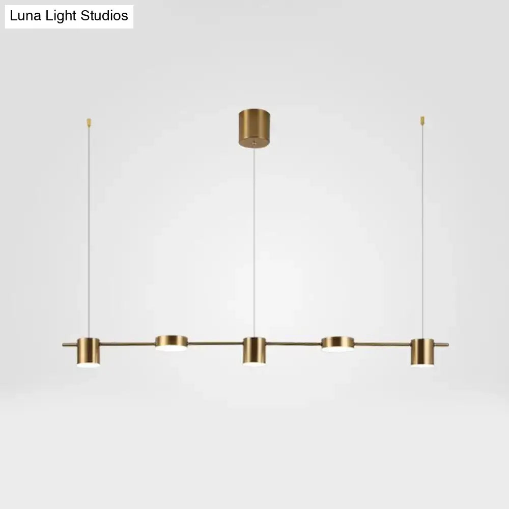 DecorBites™ Modern Drum Aluminum Island Pendant Ceiling Light Fixture in Black/Gold with Warm/White Lighting, 3/5-Head Design