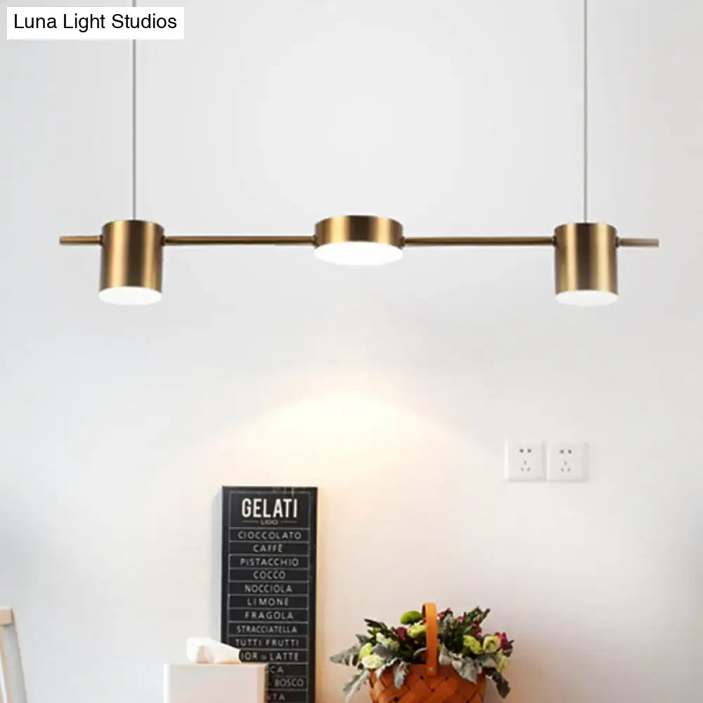 DecorBites™ Modern Drum Aluminum Island Pendant Ceiling Light Fixture in Black/Gold with Warm/White Lighting, 3/5-Head Design