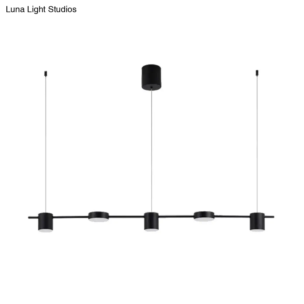 DecorBites™ Modern Drum Aluminum Island Pendant Ceiling Light Fixture in Black/Gold with Warm/White Lighting, 3/5-Head Design