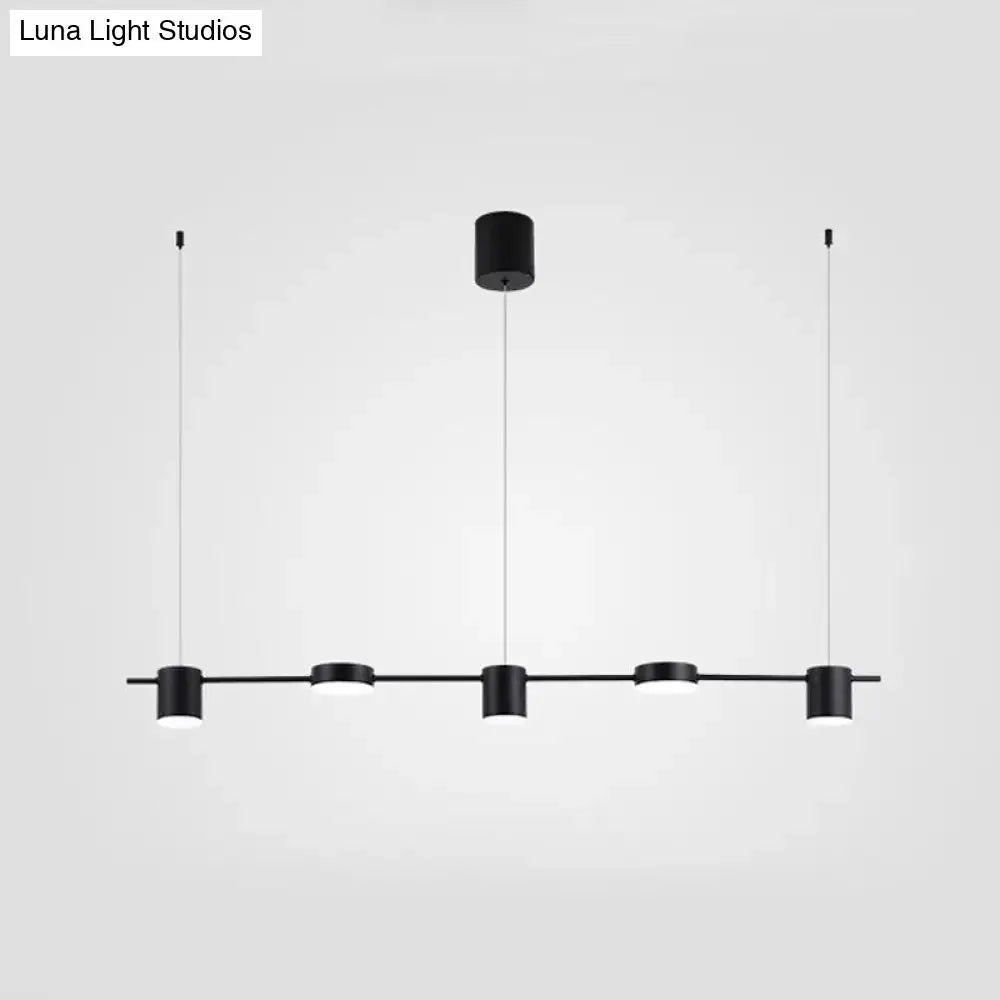 DecorBites™ Modern Drum Aluminum Island Pendant Ceiling Light Fixture in Black/Gold with Warm/White Lighting, 3/5-Head Design
