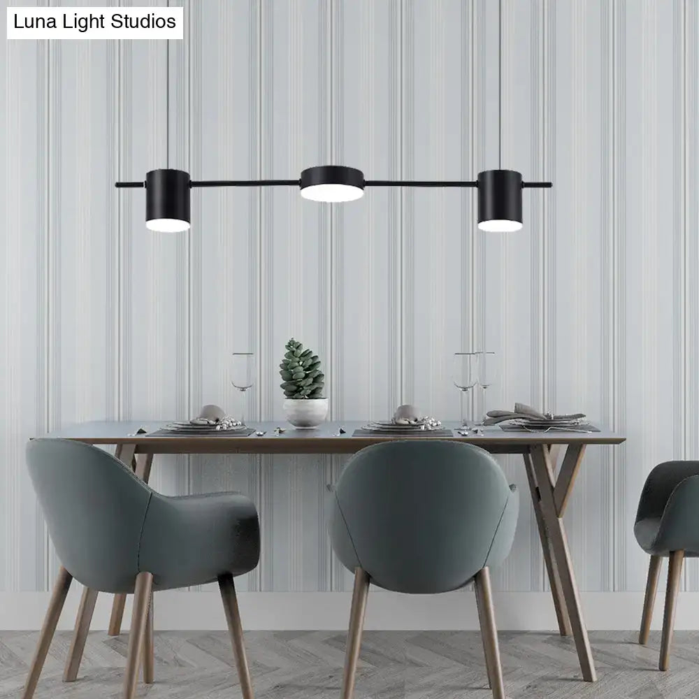 DecorBites™ Modern Drum Aluminum Island Pendant Ceiling Light Fixture in Black/Gold with Warm/White Lighting, 3/5-Head Design