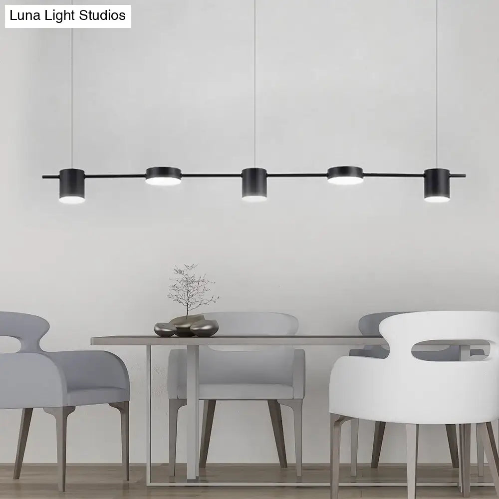 DecorBites™ Modern Drum Aluminum Island Pendant Ceiling Light Fixture in Black/Gold with Warm/White Lighting, 3/5-Head Design