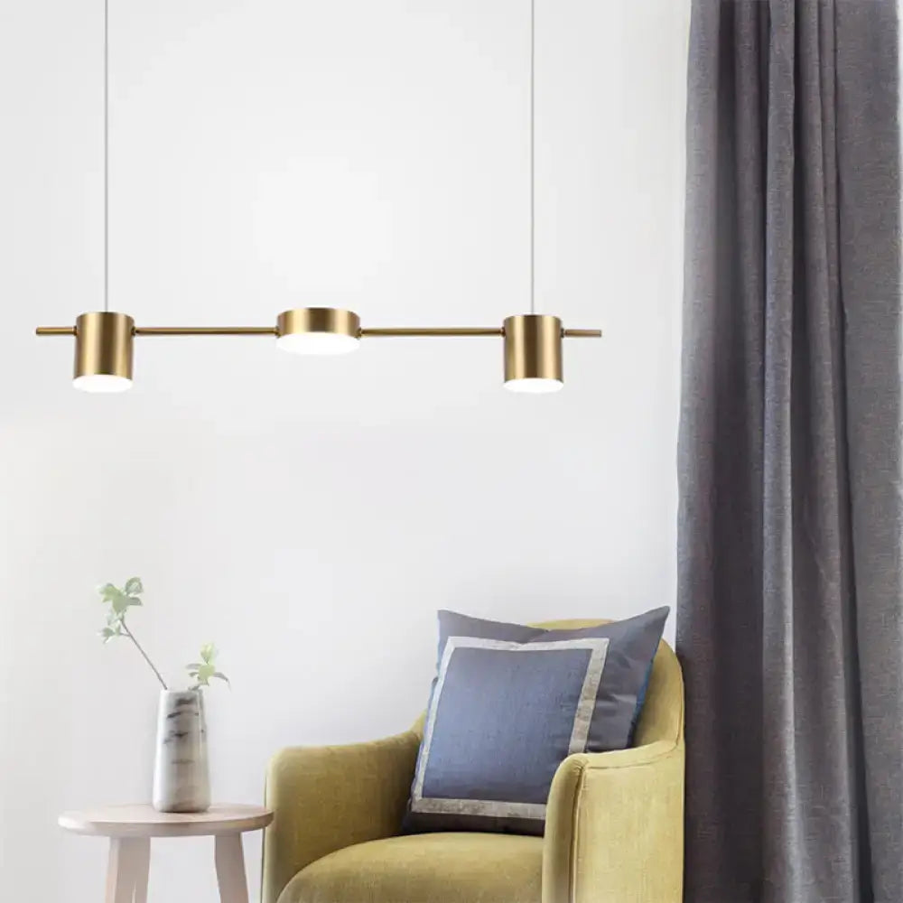 DecorBites™ Modern Drum Aluminum Island Pendant Ceiling Light Fixture in Black/Gold with Warm/White Lighting, 3/5-Head Design