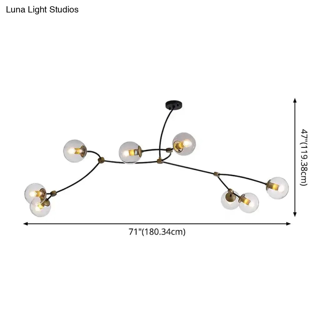 DecorBites™ Molecular Suspension Island Light: Minimalist Black-Gold Metal Design with Ball Glass Shade