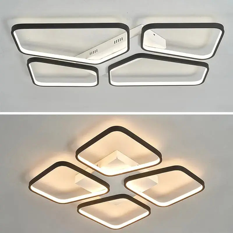 DecorBites™ Black LED Chandelier Ceiling Light Remote Control Fixture for Living Room, Bedroom & Kitchen