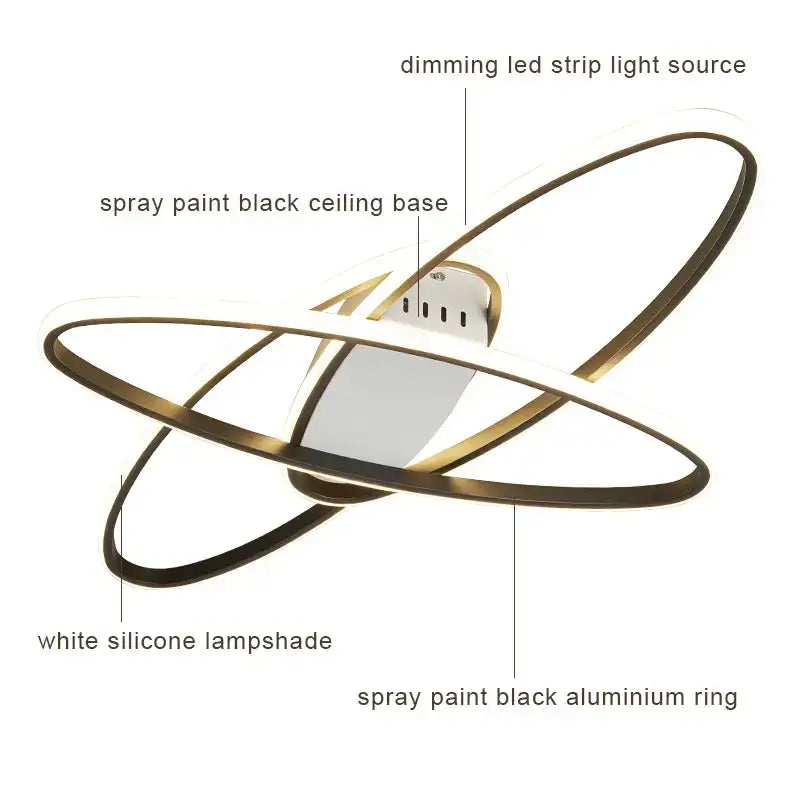 DecorBites™ Black LED Chandelier Ceiling Light Remote Control Fixture for Living Room, Bedroom & Kitchen