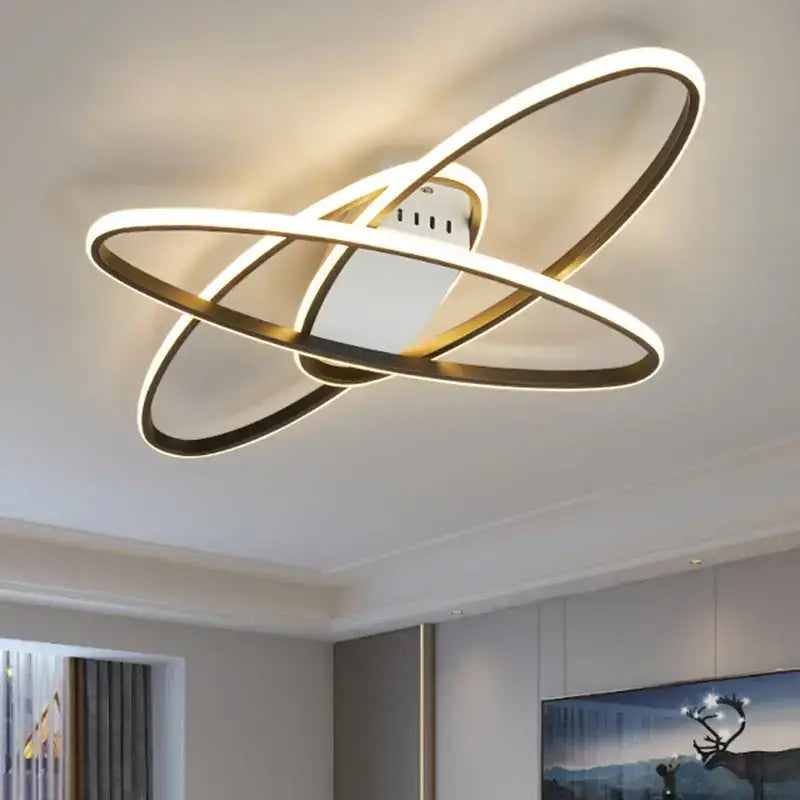 DecorBites™ Black LED Chandelier Ceiling Light Remote Control Fixture for Living Room, Bedroom & Kitchen