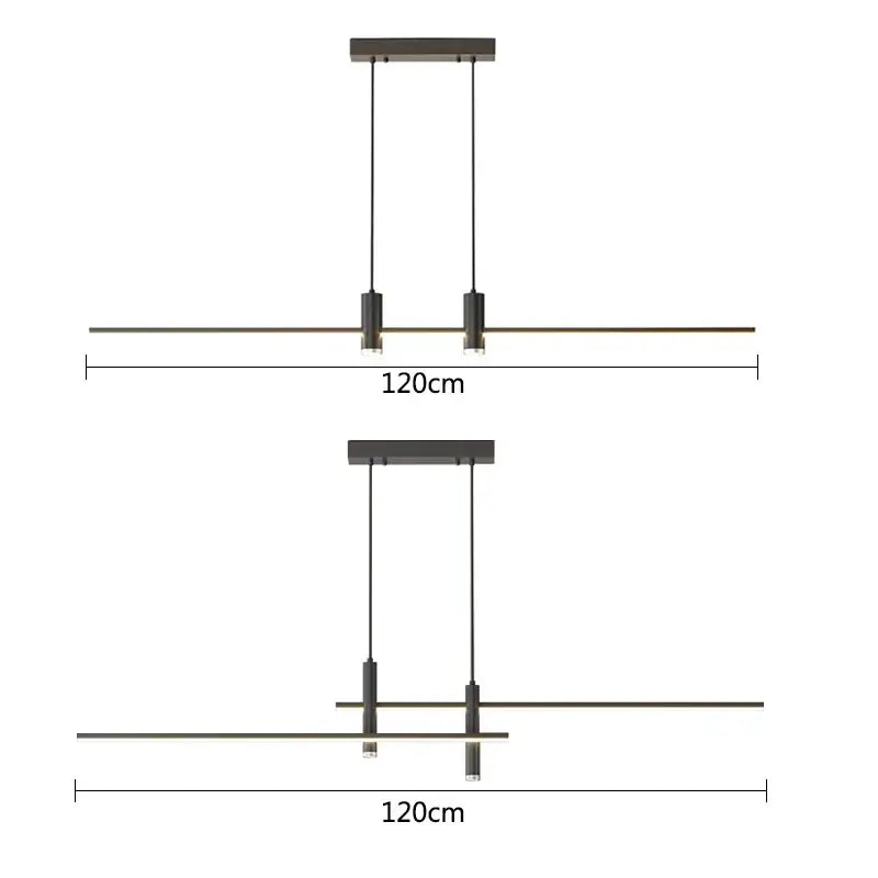 DecorBites™ Black/Gold LED Dining Room Island Chandelier: Modern Minimalist Kitchen Hanging Lamp