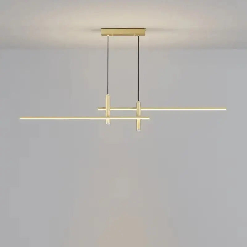 DecorBites™ Black/Gold LED Dining Room Island Chandelier: Modern Minimalist Kitchen Hanging Lamp