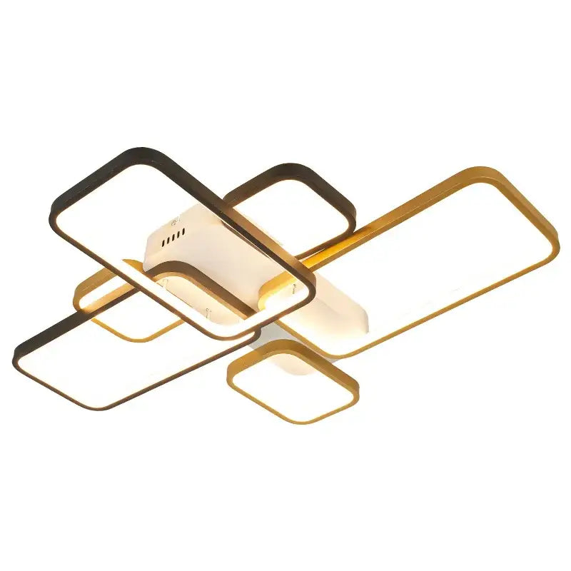 Modern black & gold led chandelier for living room dimmable lighting