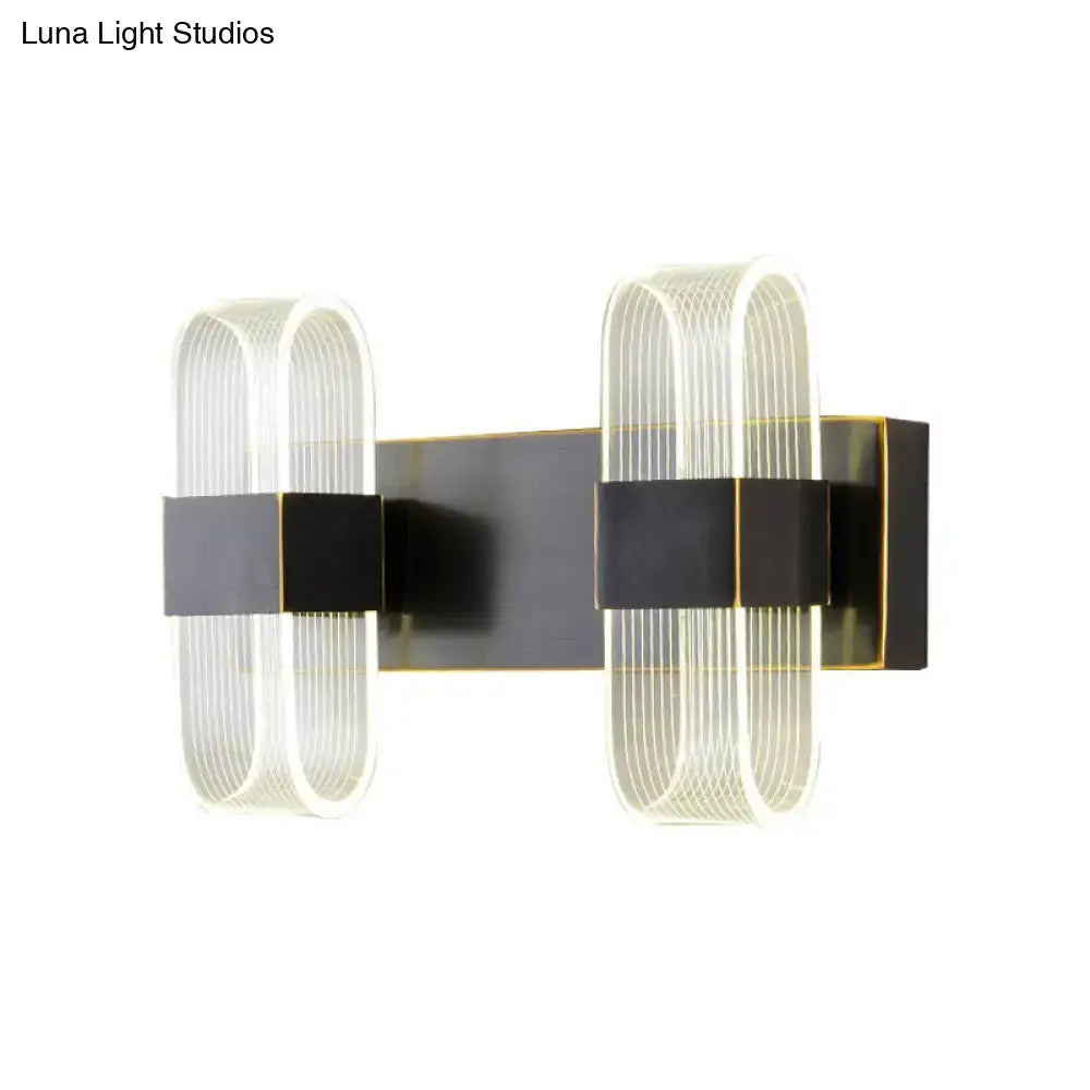 Modern black & gold led sconce light bedroom oval wall mount