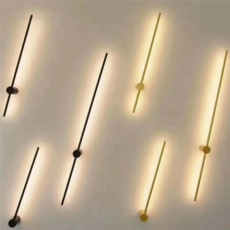Modern black & gold led wall lamps living room minimalist sconces