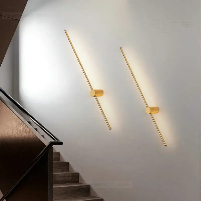 Modern black & gold led wall lamps living room minimalist sconces