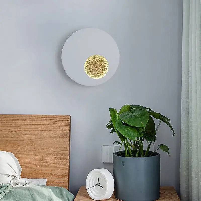 Modern black & gold led wall lights bedroom circular sconce
