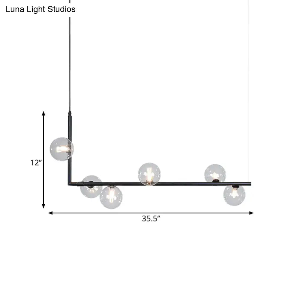 DecorBites™ Modern Linear Chandelier - 6/8 Lights Glass Shade Island Light in Black/Gold