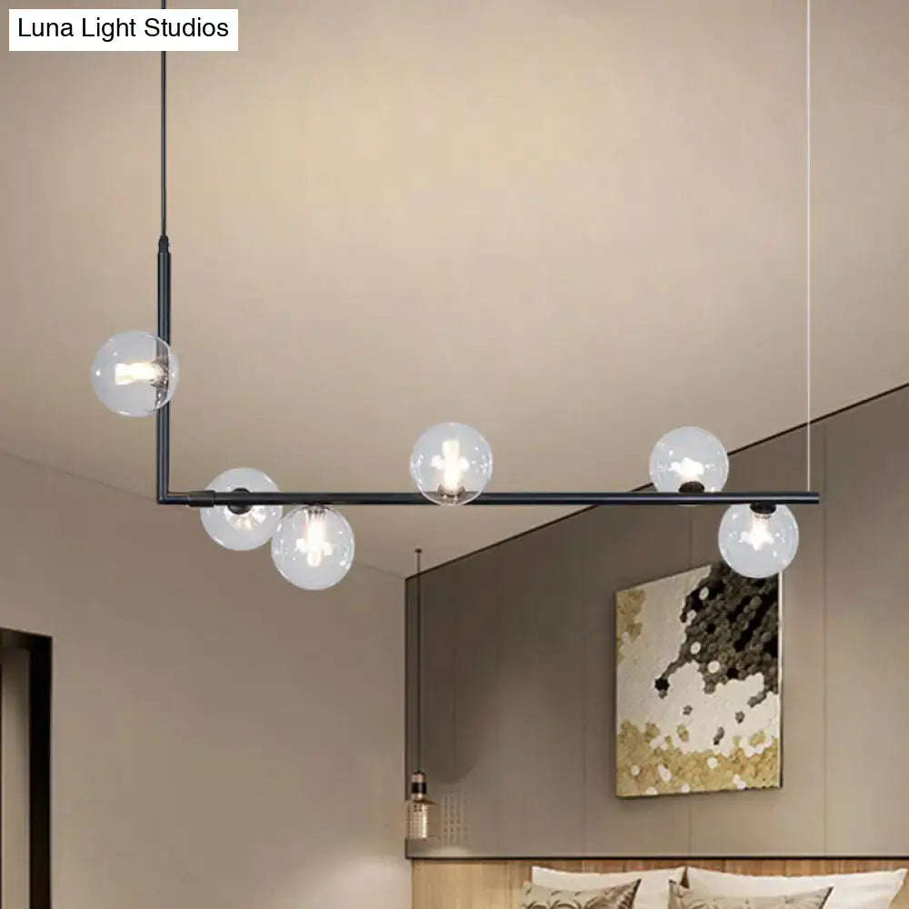 DecorBites™ Modern Linear Chandelier - 6/8 Lights Glass Shade Island Light in Black/Gold
