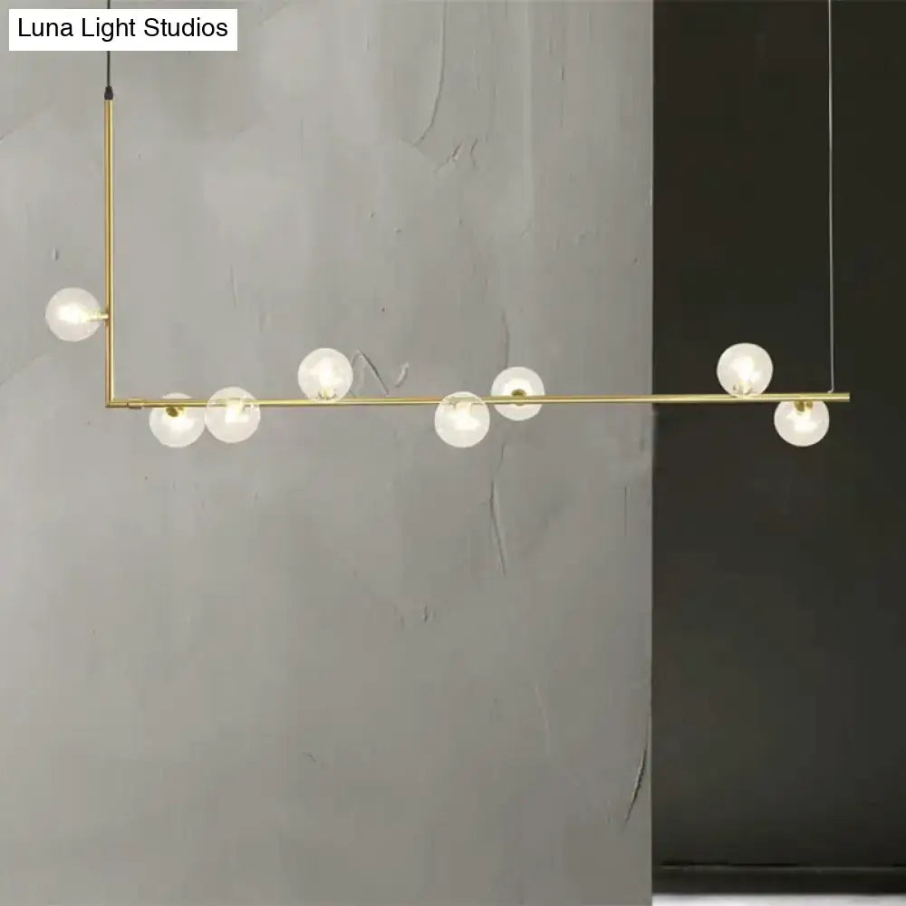 DecorBites™ Modern Linear Chandelier - 6/8 Lights Glass Shade Island Light in Black/Gold