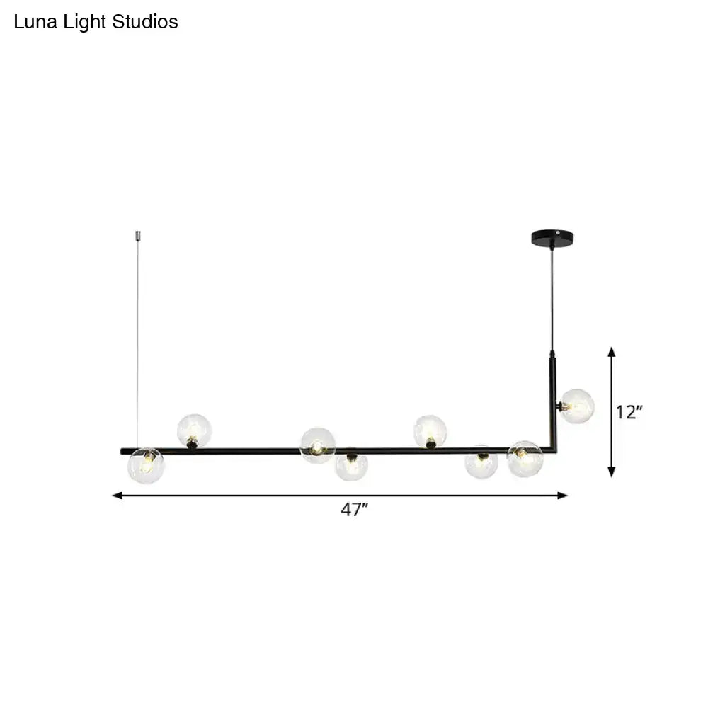 DecorBites™ Modern Linear Chandelier - 6/8 Lights Glass Shade Island Light in Black/Gold