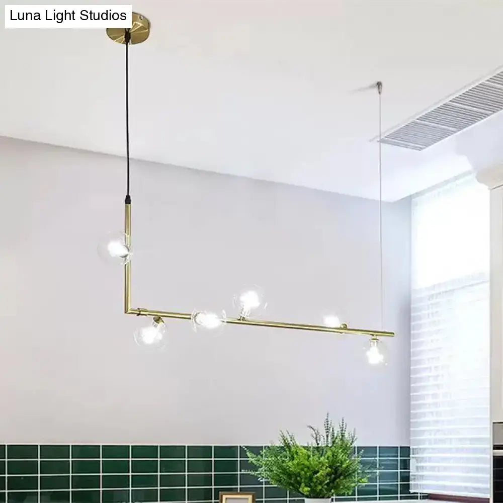DecorBites™ Modern Linear Chandelier - 6/8 Lights Glass Shade Island Light in Black/Gold
