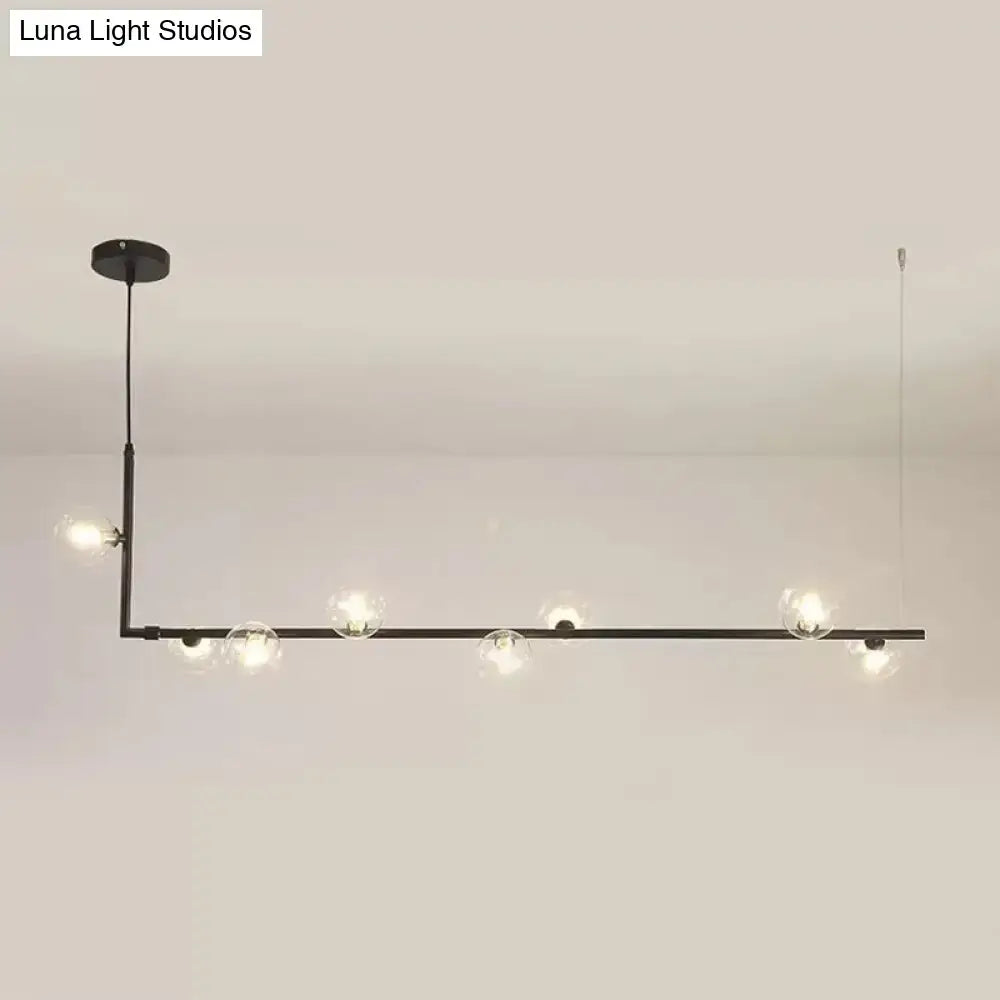 DecorBites™ Modern Linear Chandelier - 6/8 Lights Glass Shade Island Light in Black/Gold