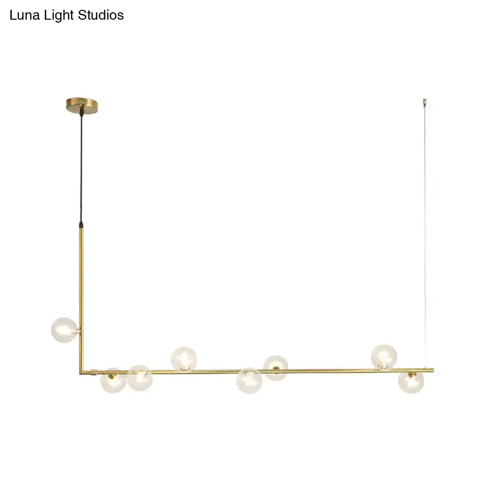DecorBites™ Modern Linear Chandelier - 6/8 Lights Glass Shade Island Light in Black/Gold