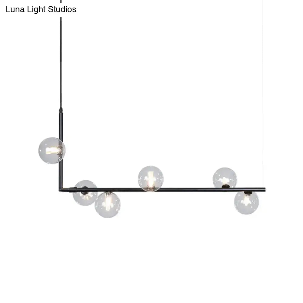 DecorBites™ Modern Linear Chandelier - 6/8 Lights Glass Shade Island Light in Black/Gold