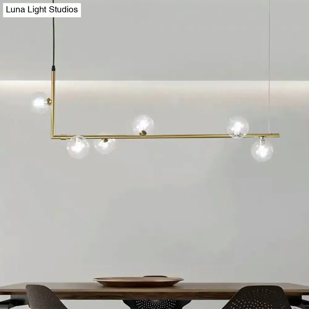 DecorBites™ Modern Linear Chandelier - 6/8 Lights Glass Shade Island Light in Black/Gold