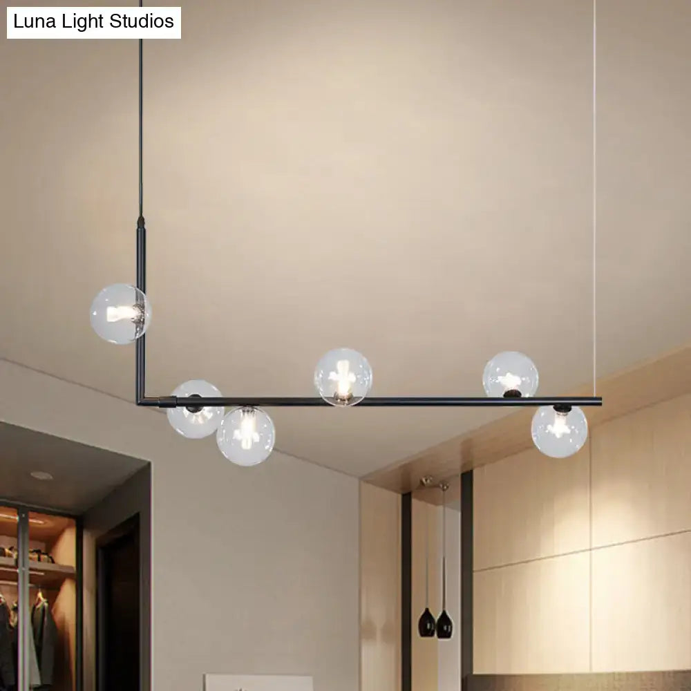 DecorBites™ Modern Linear Chandelier - 6/8 Lights Glass Shade Island Light in Black/Gold