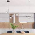 DecorBites™ Modern Linear Chandelier - 6/8 Lights Glass Shade Island Light in Black/Gold