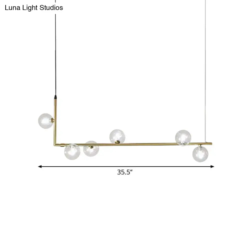 DecorBites™ Modern Linear Chandelier - 6/8 Lights Glass Shade Island Light in Black/Gold
