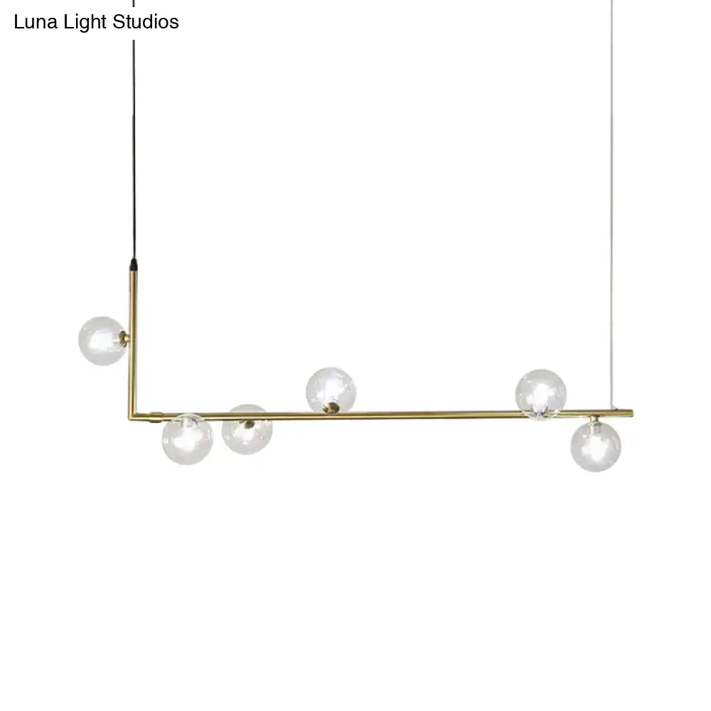 DecorBites™ Modern Linear Chandelier - 6/8 Lights Glass Shade Island Light in Black/Gold