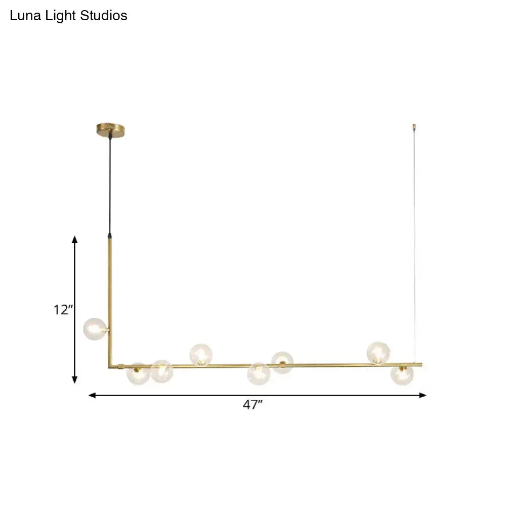 DecorBites™ Modern Linear Chandelier - 6/8 Lights Glass Shade Island Light in Black/Gold