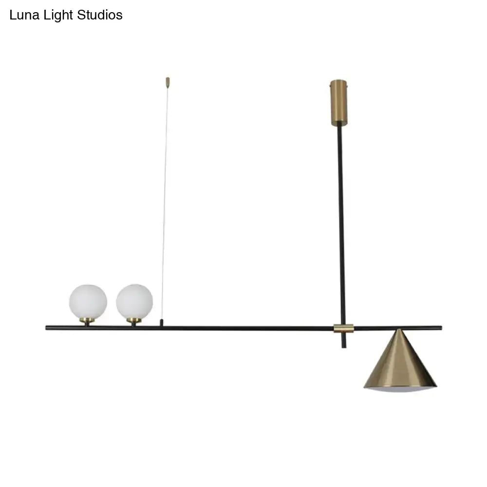 DecorBites™ Contemporary Metal Cone Island Light with 3 Heads and Gold/Black Finish for Dining Room Ceiling