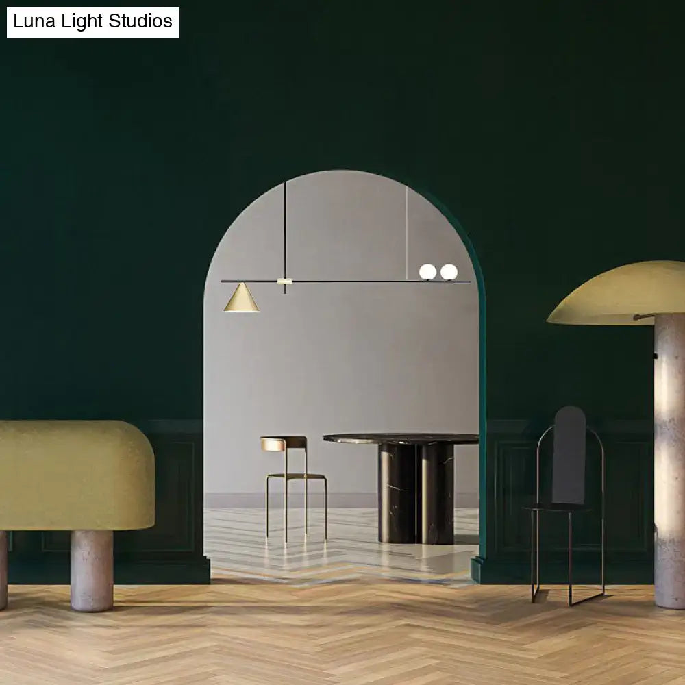 DecorBites™ Contemporary Metal Cone Island Light with 3 Heads and Gold/Black Finish for Dining Room Ceiling