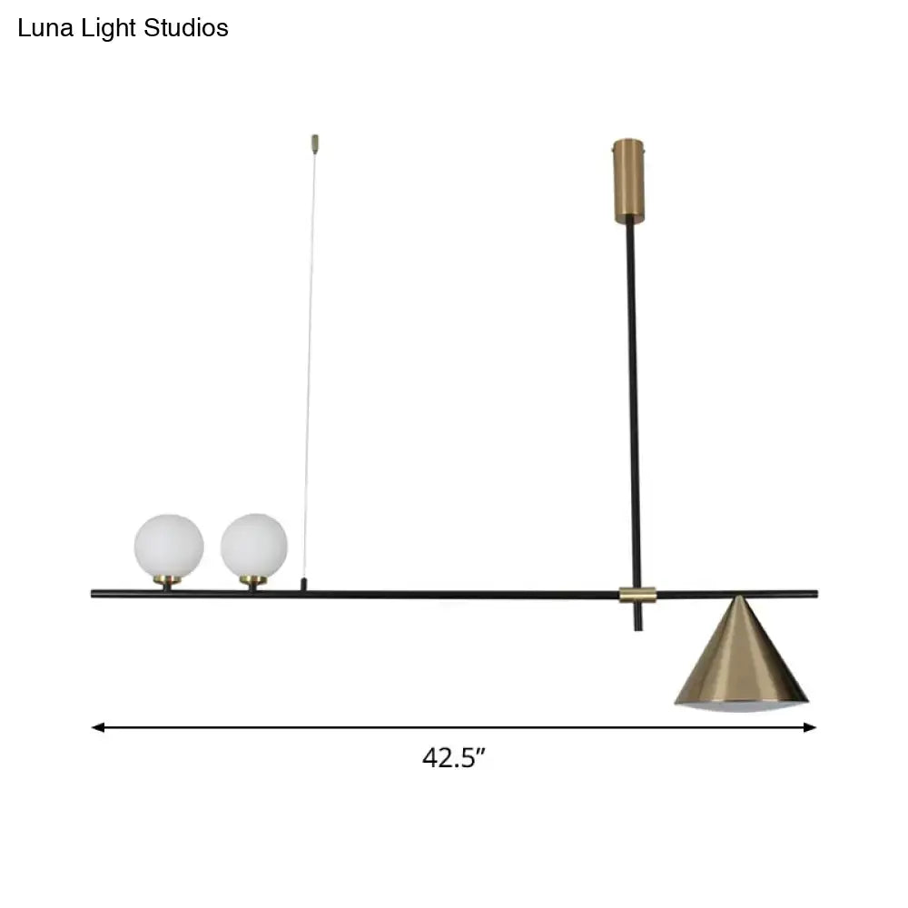 DecorBites™ Contemporary Metal Cone Island Light with 3 Heads and Gold/Black Finish for Dining Room Ceiling